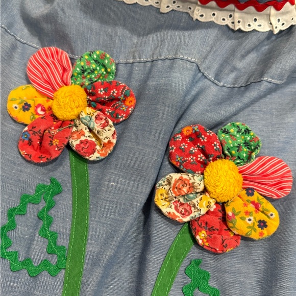 70s Women’s Osh Kosh B’Gosh Boho Embroidered Chambray Lace Detail Shirt large‎ - Picture 7 of 12